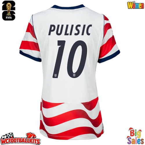 United States Christian Pulisic #10 Replica Home Stadium Shirt for Women World Cup 2026 Short Sleeve
